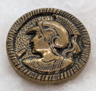 Vtg Button Roman Medallion Soldier Bust Helmet Military Brass Shank 19mm 3 4 