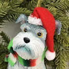 Schnauzer Dog Ornament Christmas Tree Striped Scarf Santa Hat