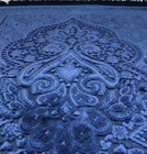 Modefa Luxury Velvet Islamic Prayer Rug Janamaz Sajjadah Paisley Navy Blue