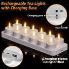 Rechargeable Tea Lights Candles Remote Timer Charging Base White   Flameless Led