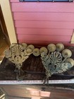 Pair Late 1800s Victorian Brass bronze Wall Lamp Sconces Combo Gas Electric Cast