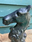 Vintage Heavy 11  Tall Black Cast Iron Half Horse Head Doorstop 8 12 Lbs 