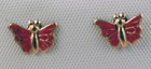 Solid 14k Yellow Gold Red Butterfly Screw Back Stud Earrings Children Baby New