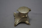 Antique Heavy Metal Art Nouveau Inkwell Vintage Glass Dish
