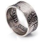 1950-1963 Silver Franklin Half Dollar - Coin Ring - Patina Finish