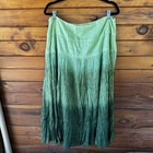 Vtg Boho Y2k Green Ombre India Cotton Metallic Lurex Full Maxi Skirt Size 14