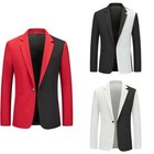 Men Formal Work Blazer Jacket Business Casual One Button Slim Fit Suit Coat Tops