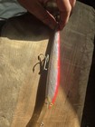 Vintage 40  Yrs Minnow Jerkbait Hard Plastic Lure 8in Silver red Diving