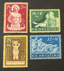 Travelstamps  1944 Croatia Stamps Scott  b56-b59 - Aid For War Wounded Mnh Og