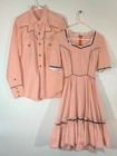 Vintage Square Dance Set Dress   Shirt Orange Gingham Rockabilly Small Medium