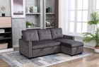 77 Inch Reversible Sectional Sofa Storage Sleeper Sofa Bed L-shape 2 Seat Chaise