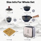Porcelain Chinese Gongfu Tea Set With 360 Rotation Tea Maker  floral Blue 