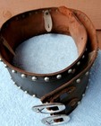 Antique Studded Cowboy Leather Bronc Bronco Belt And Scarf W provenance Photo