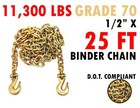 1 2  X 25  Transport Binder Chain Grade 70 With Grab Hooks Tie Down 11 300 Lbs