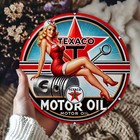 Texaco Vintage Metal Sign  Round 2d Flat Printed Iron Wall Decor tin Metal Signs