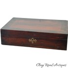 Antique Rosewood Banded Mahogany Document Box Lap Desk American 1840 Original