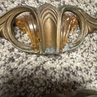 Set Of 6 Vintage Art Deco Brass Waterfall Dresser Drawer Pulls Amber Bakelite