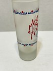 Vintage Souvenir Canada Red Leaf Frosted Glass Tall Shot Glass 4 
