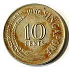 1970 Singapore Coin 10 Cents Seahorse Fish Animal Ocean Sea Underwater Wildlife