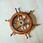 Vintage Wood Brass Ship Wheel Large Wooden Helm Nautical Maritime Wall Item Gift