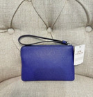 Nwt Coach F58032 Crossgrain Leather Small Corner Zip Wristlet Sv  Purple New
