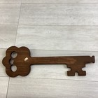Vintage Carved Wood Hanging Key Shape Key Holder Hooks Wall Decor Rack 4 Hooks