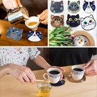 10pcs Diamond Art Coasters Kits Cat Diamond Painting Coasters Kits With Holder  