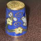 Vintage Purple Cloisonn   Brass   Enamel Collectible Thimble Bird   Flowers