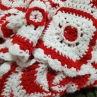 Vtg Peppermint Candy Ruffled Afghan  Table Cloth  Holiday Christmas Blanket