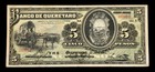         Mexico 1914 5 Pesos P-s402a M473b Bk-que-4 Banco De Queretaro Ox Cart Abnc