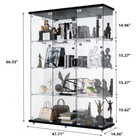 Glass Display Cabinet W mirror 4 Shelves 3 Door Storage Case For Curio Black New