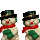 Vintage Snowman Stocking Holders Hangers Set Of 2 Hat Broom Made In Hong Kong