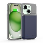External Battery Charger Case Power Bank Charging Cover For Iphone 15 Plus Blue