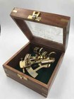 Nautical Brass 5  Sextant With Beautiful Designer Wooden Box
