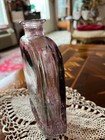 Vintage Faded Purple Glass Bottle With Scroll Design 7 Inches Tall