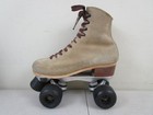 Vintage Riedell Sure Grip Super X 3 Roller Skates Tan Suede Sz 5 Aerobic Wheels