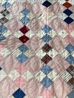 Vintage  Antique Handmade Hand Stitched  Square Patchwork Quilt 74   x 74    Clean
