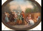 Antique French Miniature Painting Signed Dupr   Rococo Courtship Scene C1850