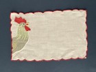 Set Of 8 Vintage Colorful Rooster Linen Cocktail Napkins