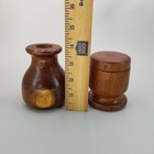 Vintage Hand Turned Handmade Lidded Round Trinket Box And Vase Set