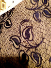 4 Pieces 19  X 31  Navy Blue On Black Net French Chantilly Lace