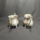 Vintage Pewter By Preisner Footed Sugar Bowl   Creamer Set 2060