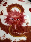 Chinese Porcelain Vase Red Gold Dragons Clouds Bat Motif Marked Kangxi Style