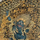 35 in Tibet Silk Cloth Embroidery Black Manjushri Bodhisattva Tangka Mural