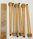 6 Wood Quills Bobbins Spools Spindles Metal Brass Tip From An Industrial Mill