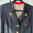 Vtg Womens Bavarian Oktoberfest Austrian Black Wool Embroidered Jacket M