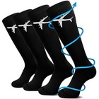 2 Pairs Travel Compression Socks For Men Women 15-25 Mmhg Graduated Knee Black