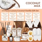 Bath And Body Gift Basket Set For Women - Coconut Vanilla Christmas Gifts For   