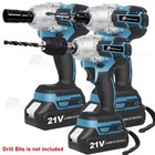 21v Cordless Impact Wrench 1 2  550nm High Torque Brushless Drill W  2 Batteries