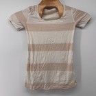 Lululemon T-shirt Womens 4 Beige Cream Striped Scoop Neck Activewear Top